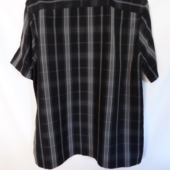 AXIST BRAND BLACK GRAY STRIPE PLAID BUTTON DOWN SHIRT (PRE-OWNED) LARGE - Picture 2 of 8